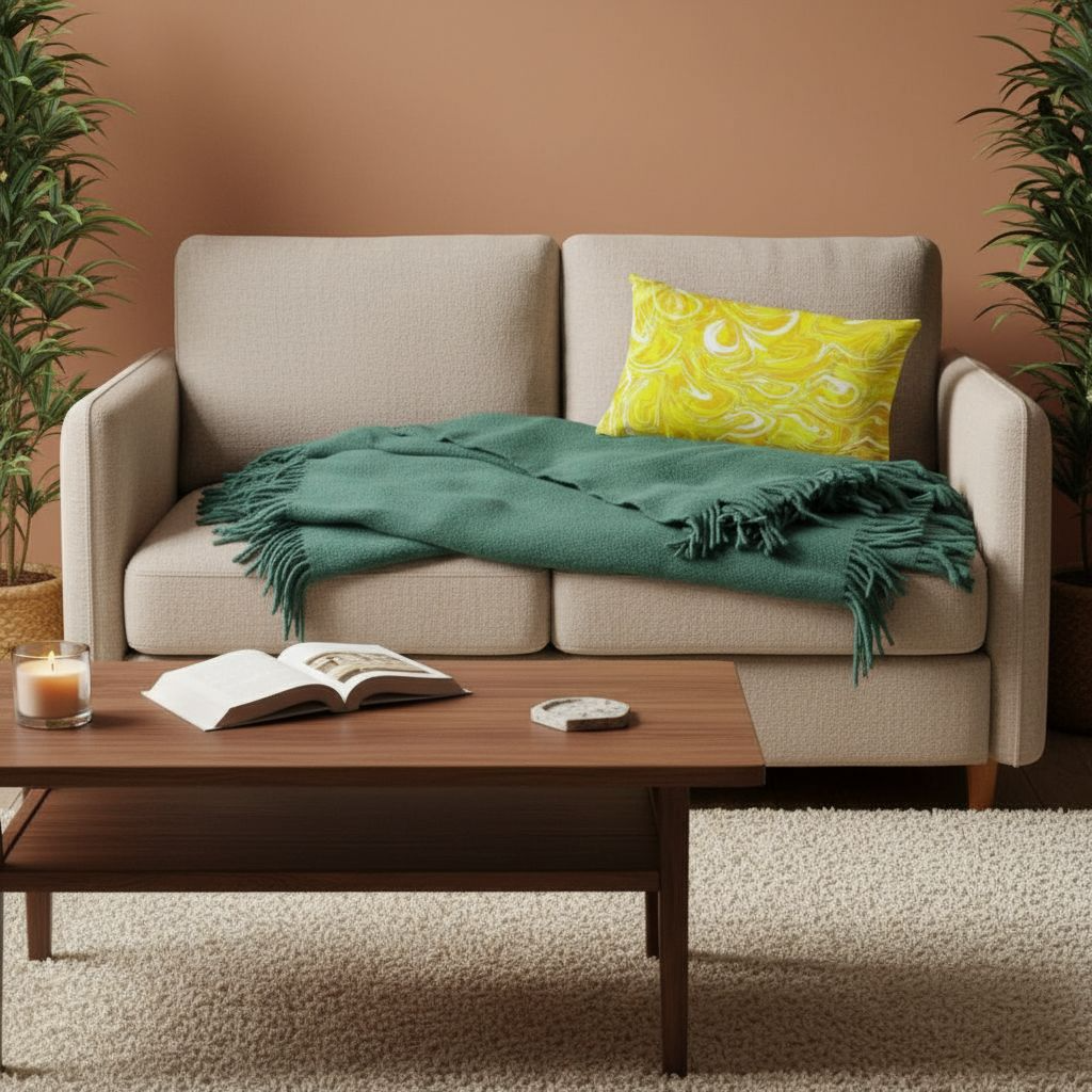 Art for the Home: Vibrant Yellow Abstract Throw Pillow by Kiva Rakosi – Primary Colors Collection