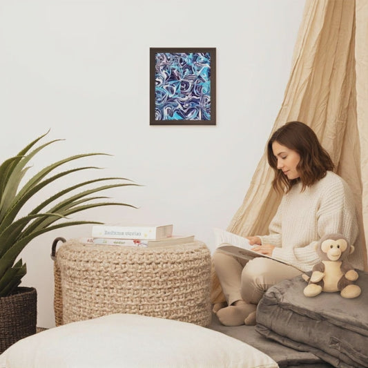 Collector's Editions: Blue Abstract Framed Art Print | 8x10 Premium Luster Photo | Original Art by Kiva Rakosi | Primary Colors Collection | Modern Home Decor