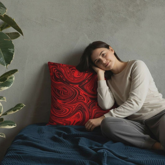 Art for the Home: Vibrant Red Abstract Throw Pillow by Kiva Rakosi – Primary Colors Collection