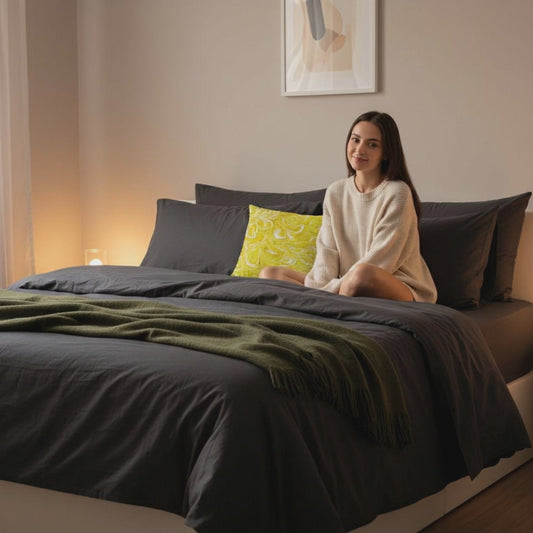 Art for the Home: Vibrant Yellow Abstract Throw Pillow by Kiva Rakosi – Primary Colors Collection