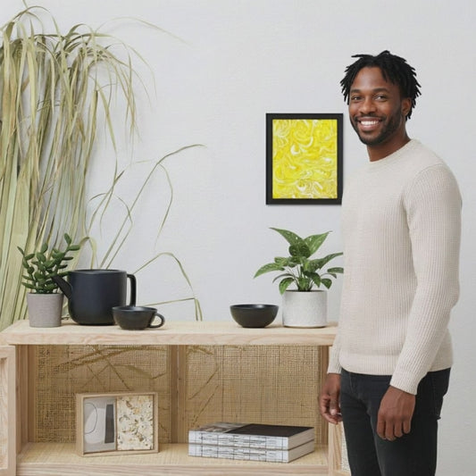 Collector's Editions: Yellow Abstract Framed Art Print | 8x10 Premium Luster Photo | Original Art by Kiva Rakosi | Primary Colors Collection | Modern Home Decor